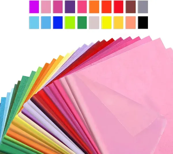 YE GIVING Multicolored Tissue Paper 20"x26" 100 Pack 25 Colors Art Tissue for Gifts