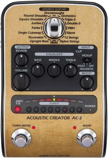 ZOOM AC-2 Acoustic Guitar Effect Pedal high-quality preamp equipped Japan F/S