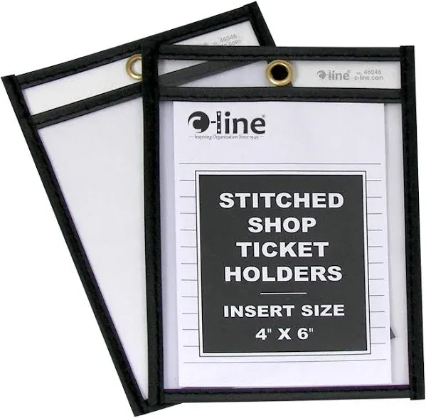 C-Line 46046 Shop Ticket Holder Stitched 4-Inch x6-Inch 25/BX Clear Vinyl