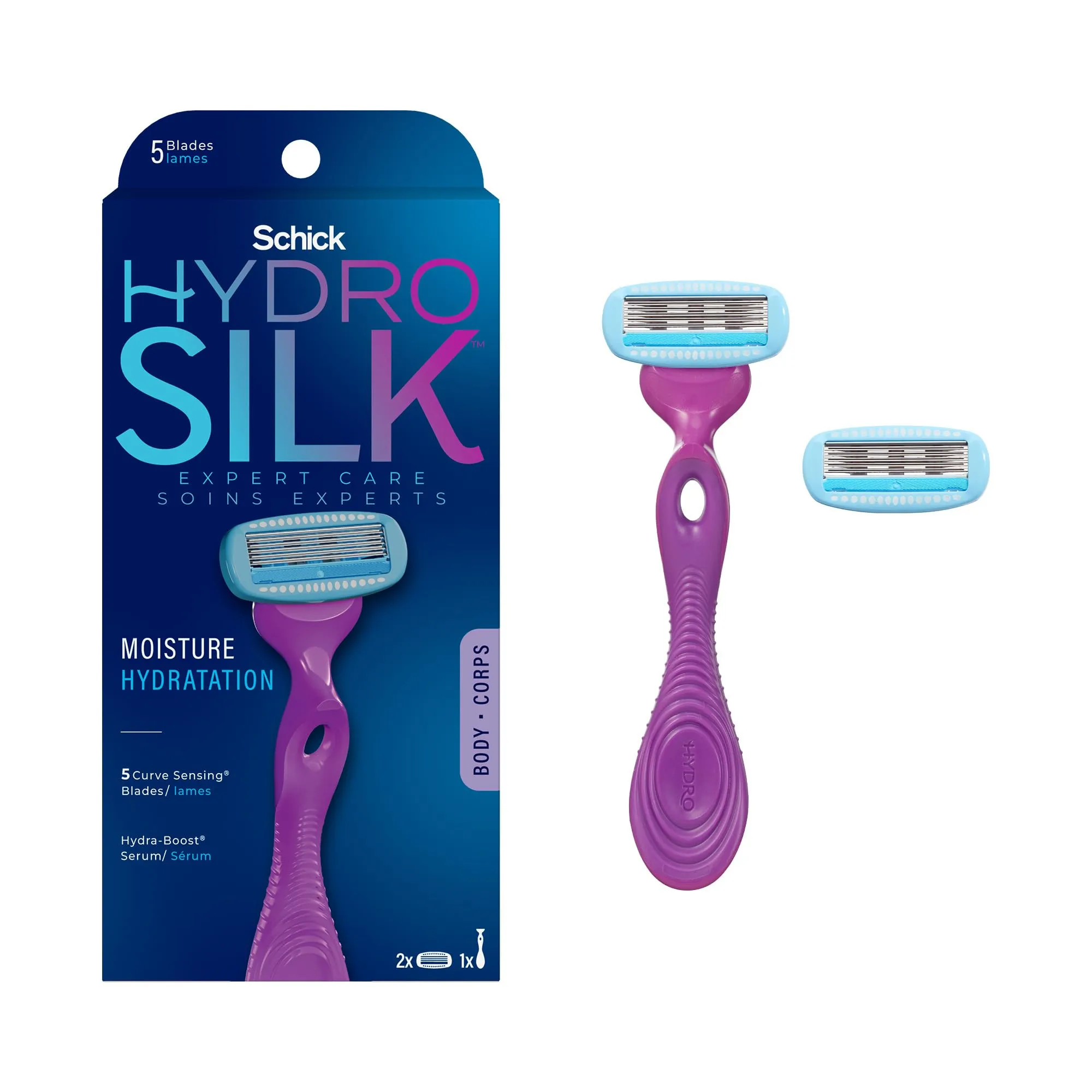 NEW Schick Hydro Silk 5 Sensitive Care Women&#039;s Razor &amp; 2 Cartridges Hydra-Boost