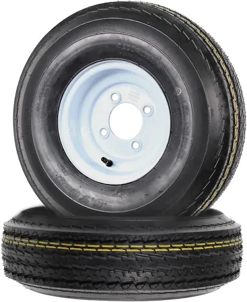 2-Pack Trailer Tire On Rim 570-8 5.70-8 8 in. Load C 4 Lug White Wheel