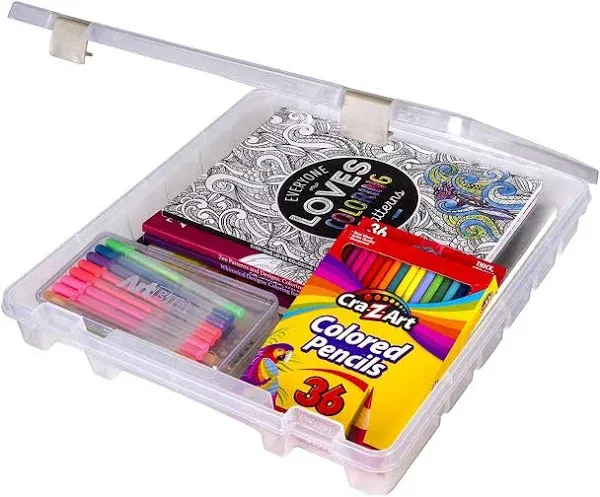 ArtBin 9100AB Super Satchel Slim 1 Open Compartment, Art & Craft Organizer, [1] Plastic Storage Case, Clear