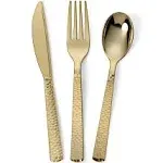 Perfect Settings 150 PCS Gold Plastic Silverware Set Heavy Duty Premium - Gol...