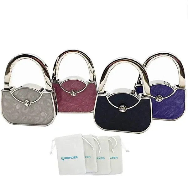 Handbag Shape Design Metal Foldable Purse Bag Hook Table HangerSet of 4