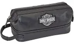 Brown Harley-Davidso<wbr/>n Men&#039;s Black Leather Toiletry Kit Bag 99609