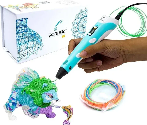 3D Printing Pen + Display, 3 Filament Colors, Stencil Book, Project Guide, Chrgr