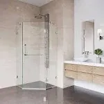 Vigo VG6061BNCL36WS Verona Frameless Neo-Angle Shower Enclosure With Low-Profile Base and with Brushed Nickel Hardware