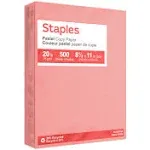 Staples 490935 Pastel Colored Copy Paper 8 1/2-Inch x 11-Inch Pink 500/Ream (14779)