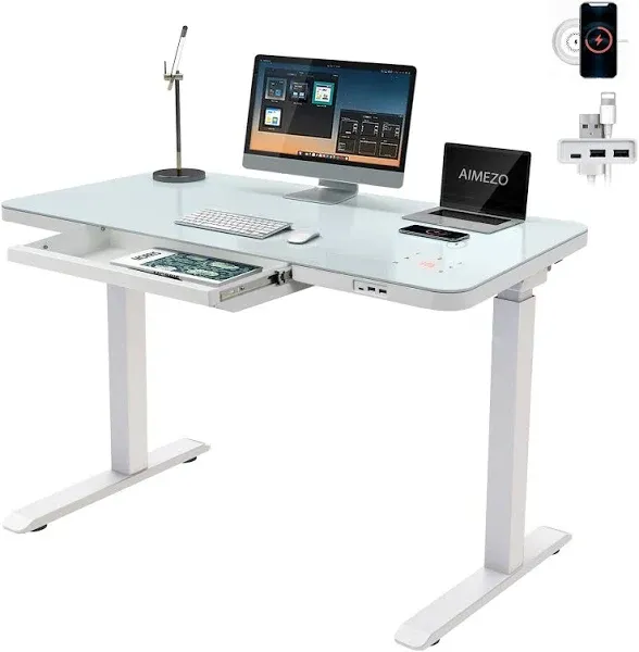 Aimezo 45'' Dual-Motor Glass Standing Desk