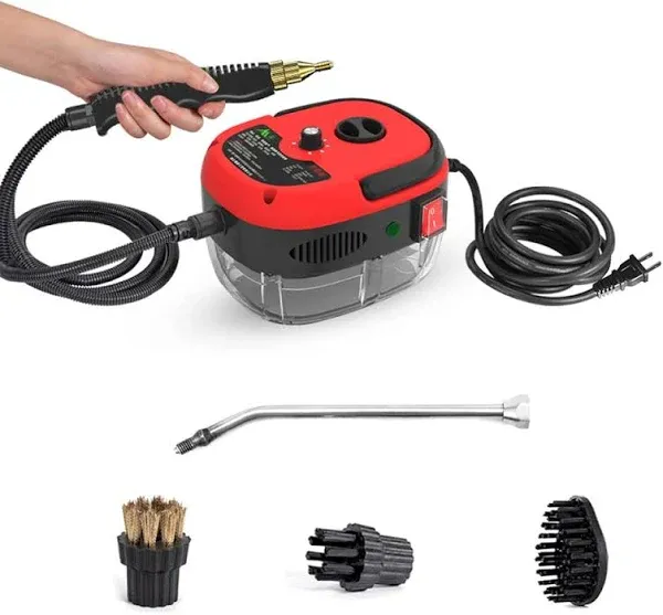 2500W Portable Handheld Steam Cleaner, High Temperature Pressurized Steam Cleaning Machine with Brush Heads for Kitchen Furniture Bathroom Car, US Plug 110V