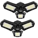 GHUSTAR 2-Pack LED Garage Light 60W Garage Lighting - 6000LM 6500K LED Deformable Garage Ceiling Lights, LED Shop Light with Adjustable