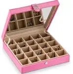 Earring Organizer Box [25 Sections, Choice of 3 Colors] Pink