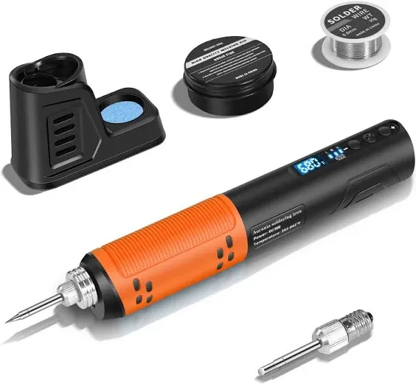 Cordless Soldering Iron Kit, Portable Soldering Iron Pen with Digital LED Screen Display, Adjustable Temperature 392-842°F, USB Rechargeable Soldering Gun kit with LED Spotlight