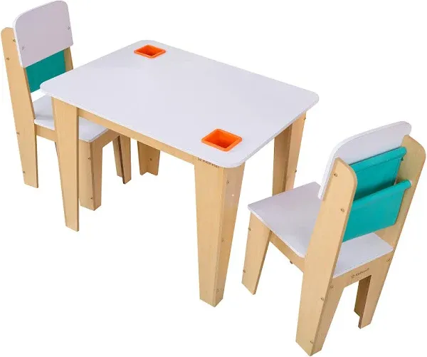 KidKraft Wooden Pocket Storage Table and 2 Chair Furniture Set