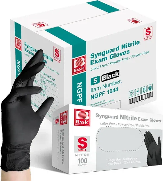 Basic Medical Black Nitrile Exam Gloves 5 Mil