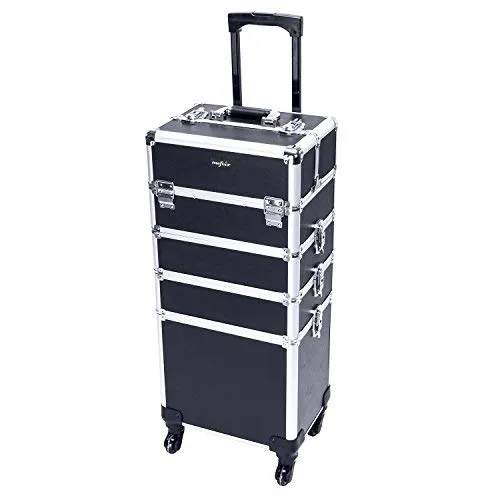 Yaheetech 4-In-1 Aluminum Rolling Cosmetic Makeup Train Cases