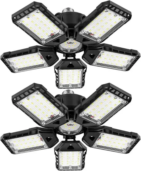 2-Pack LED Garage Lights Bulb-160W, 16000LM 6500K with 5+1 2 Pack 5+1 Panels