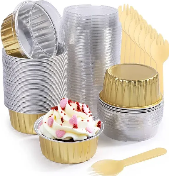 LotFancy Aluminum Foil Baking Cups with Lids and Spoons