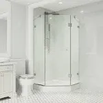 Vigo 38" x 38" Frameless Neo-Angle 3/8" Clear/Chrome Shower Enclosure with White Base