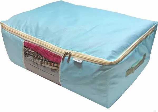 Madam Sew Quilt Blanket Storage Bag|Storage Bag|Comforter Storage Bag for Clothes, Quilts, Bedding|Linen Storage Bag with See-Through Front Panel, Strong Handles & 2-Way Zipper - Periwinkle 22"x15"x8"