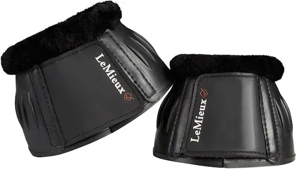 LeMieux Black Fleece Rubber Bell Overreach Horse Boots - Protective Gear and Training Equipment - Equine Boots, Wraps & Accessories