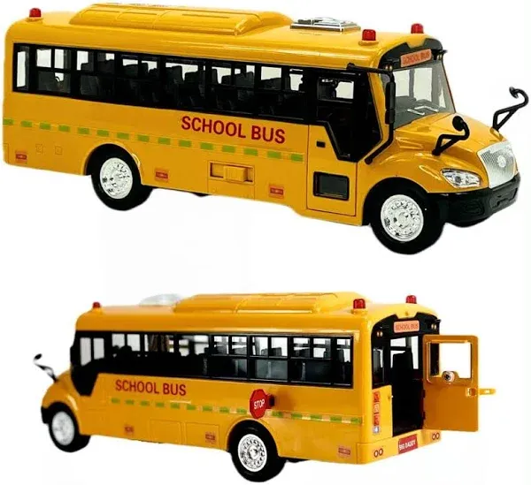 Big Daddy Huge Yellow School Bus with Lights and Cool Openable Doors Pull Back Toy School Bus with Sounds and Songs for Girls