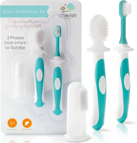 Baby Toothbrush Set (324 Months) BPAFree Baby Finger Toothbrush, Training Toothbrush & Toddler Toothbrush Designed in Canada Complete Babys First