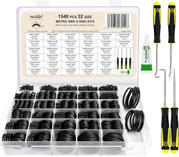 O Ring Kit, 1540 Pcs Rubber O-Ring Assortment Kit,  32 5/32&#034; ~ 1-9/16&#034; 1540pcs