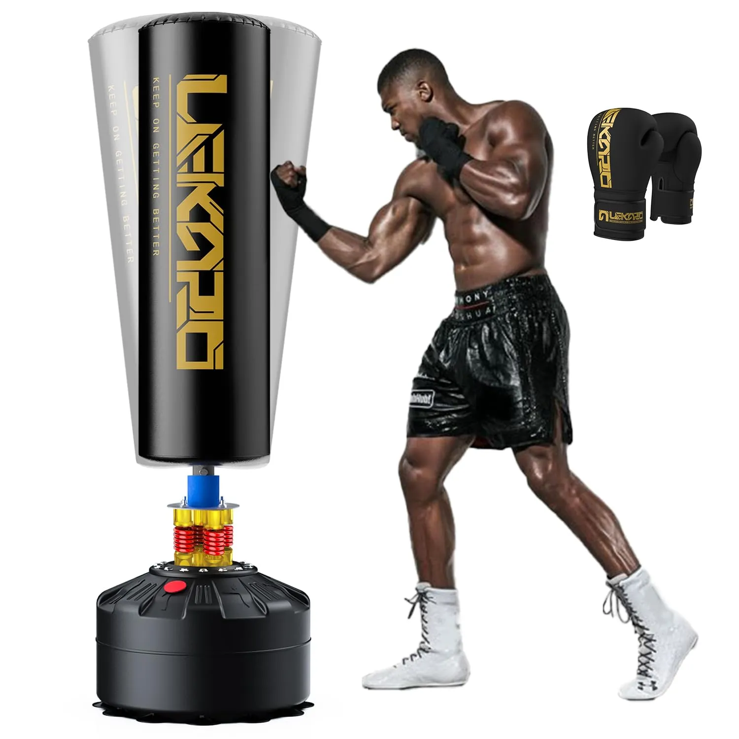 LEKÄRO Punching Bag 70" with Boxing Gloves Heavy Boxing Bag with Stand for Adult Teens