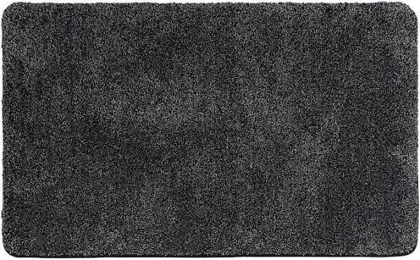 Trek N&#039; Clean Microfiber Traction Floor Mat, Gray and Black, 36 by 23.5 Inches