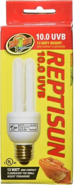 (2 Pack) Zoo Med Reptisun 10.0 Uvb Mini Compact Fluorescent