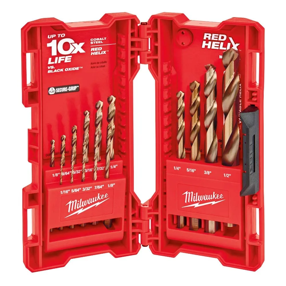 Drill Bit Set Red Helix 15 Piece Cobalt