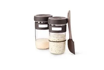 Lekue Sourdough Starter Set with 2 Jars and Silicone Spatula