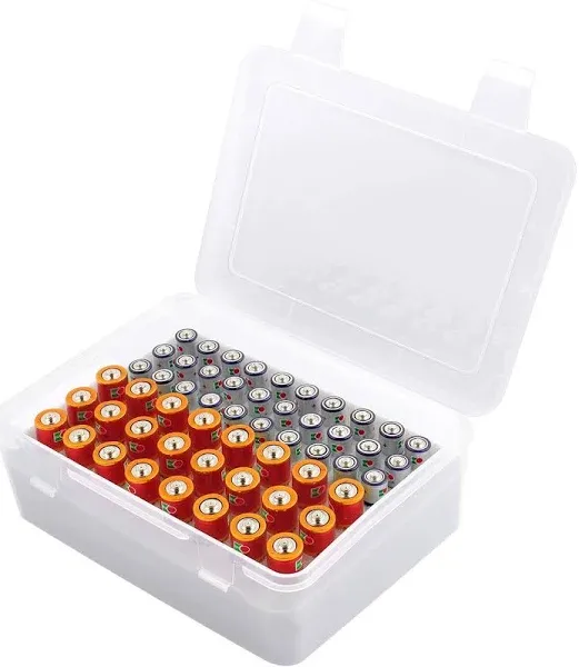 Battery Organizer Storage Box, Garage Case Holder for 24* AA, 30* AAA Batteries (Bag Not Include Batteries Pack)-White