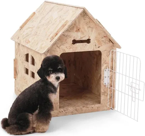 Dog House Indoor for Small Dogs or Cats, Cozy Wooden Design, Small Indoor Bed House, with Air Vents and Elevated Floor Warm Dog Cave