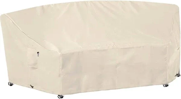 Curved Patio Furniture Cover for Outdoor Sectional Sofa, 96"(65") Reinforced Waterproof 600D Patio Sectional Couch Cover, Lawn Outside Garden Furniture Winter Protective Cover, Natural Beige