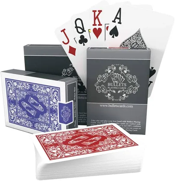 Bullets Playing Cards – Two Decks of Poker Cards – Waterproof Plastic – Ea