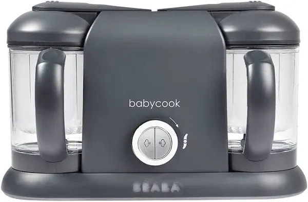 BEABA Babycook Duo 4 in 1 Baby Food Maker, Baby Food Processor, Baby Food Blender, Baby Food Steamer, Make Fresh Homemade Baby Food at Home, 9.1 Cup Capacity, Charcoal