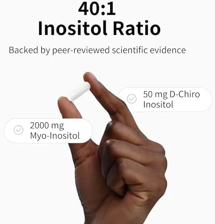 Nourished Cycle Regulate + Ovulate Myo + D-Chiro Inositol - 40:1 Ratio to Support PCOS - Supplement for Women with Fertility, Skin Health, or Menstrual Cycle Symptoms (1 Bottle)