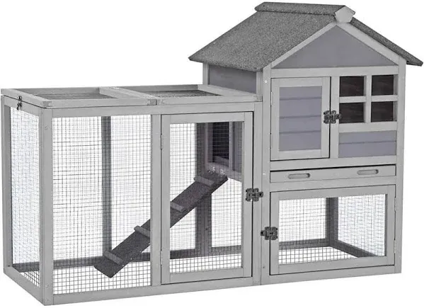 Aivituvin 2-Story Indoor/Outdoor Big Bunny Cage with No-Leak Tray, 36 in. x 52 in. x 25 in.