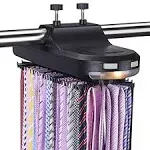 Motorized Tie Rack with LED Lights – Closet Organizer, Stores &amp; Displays up to 6