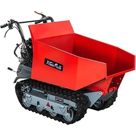 XtremepowerUS 6.5HP All-Terrain Track Wheel Barrow Gas-Powered Wheelbarrow Hydraulic Assist Utility Cart Motorized Wagon