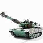 Bvrorere Remote Control Tank, RC M1A2 Abrams Army Tank Toy with Camouflage Body, 2.4Ghz 9-Channel RC Milirtary Vehicles with Realistic Sounds and Lights for Boys Kids 8-14 Year Old