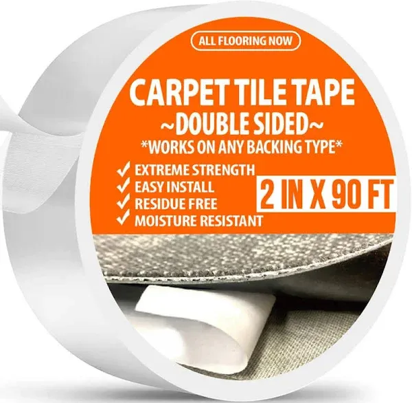 Double Sided Tape Heavy Duty Wide Carpet Tile Tape 4in x 90ft For Carpet Tiles Rug Tape Rug Gripper Indoor Outdoor Carpet Grip Tape Turf Tape Double Stick Tape Two Sided Tape For Rugs