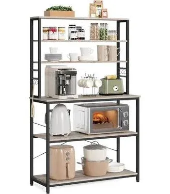  Coffee Bar, 31.5 Inches Baker&#039;s Rack for 31.5&#034;W Greige + Black NO Power Outlet