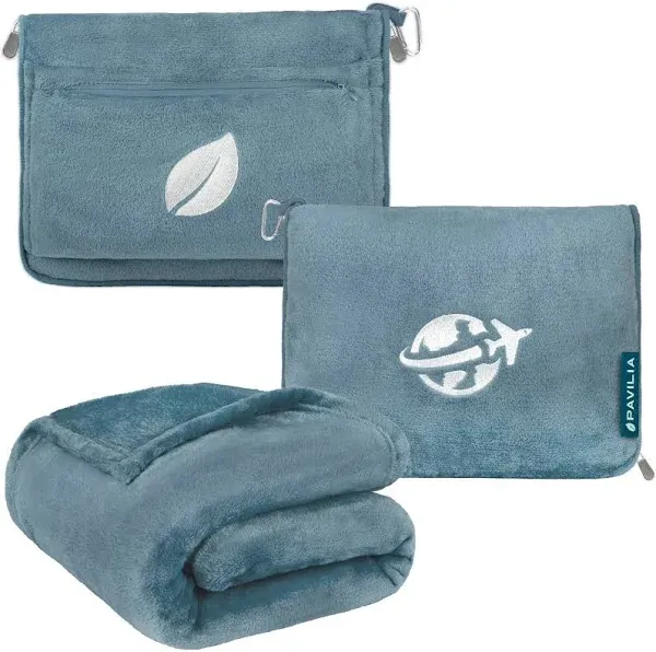 PAVILIA Travel Blanket Pillow Set