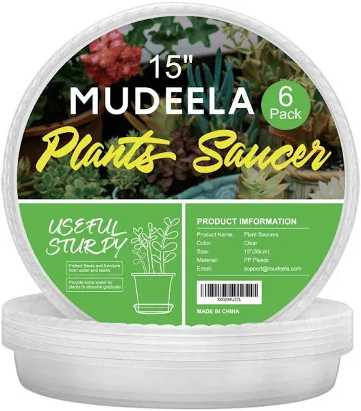 MUDEELA Plant Saucer 6 Pack of 12 inch, Durable Plastic Plant Trays for Indoors,