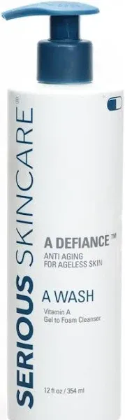 Serious Skincare - A Defiance Retinol Resurfacing Face Wash - Refining Enzyme Gel to Foam Facial Cleanser - Makeup Removal - Anti-Aging AHA - Hydrating - Skin Clarifying Botanicals - 12 Fl. Oz.