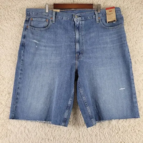 Levi’s 469 Baggy Shorts Men&#039;s Size 42Wx12&#034; Blue 100% Cotton Denim Cutoff $50 NEW