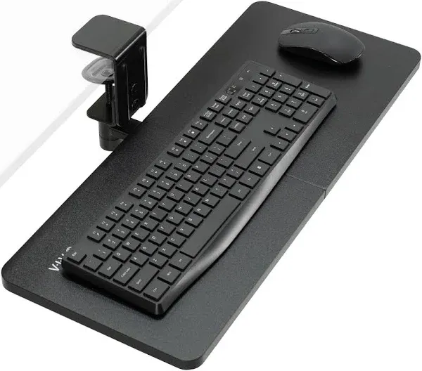 VIVO Rotating Computer Keyboard and Mouse Tray Under Desk Mount, Swiveling 25 x 10 inch Platform, Ergonomic Typing, Black, MOUNT-KB01B